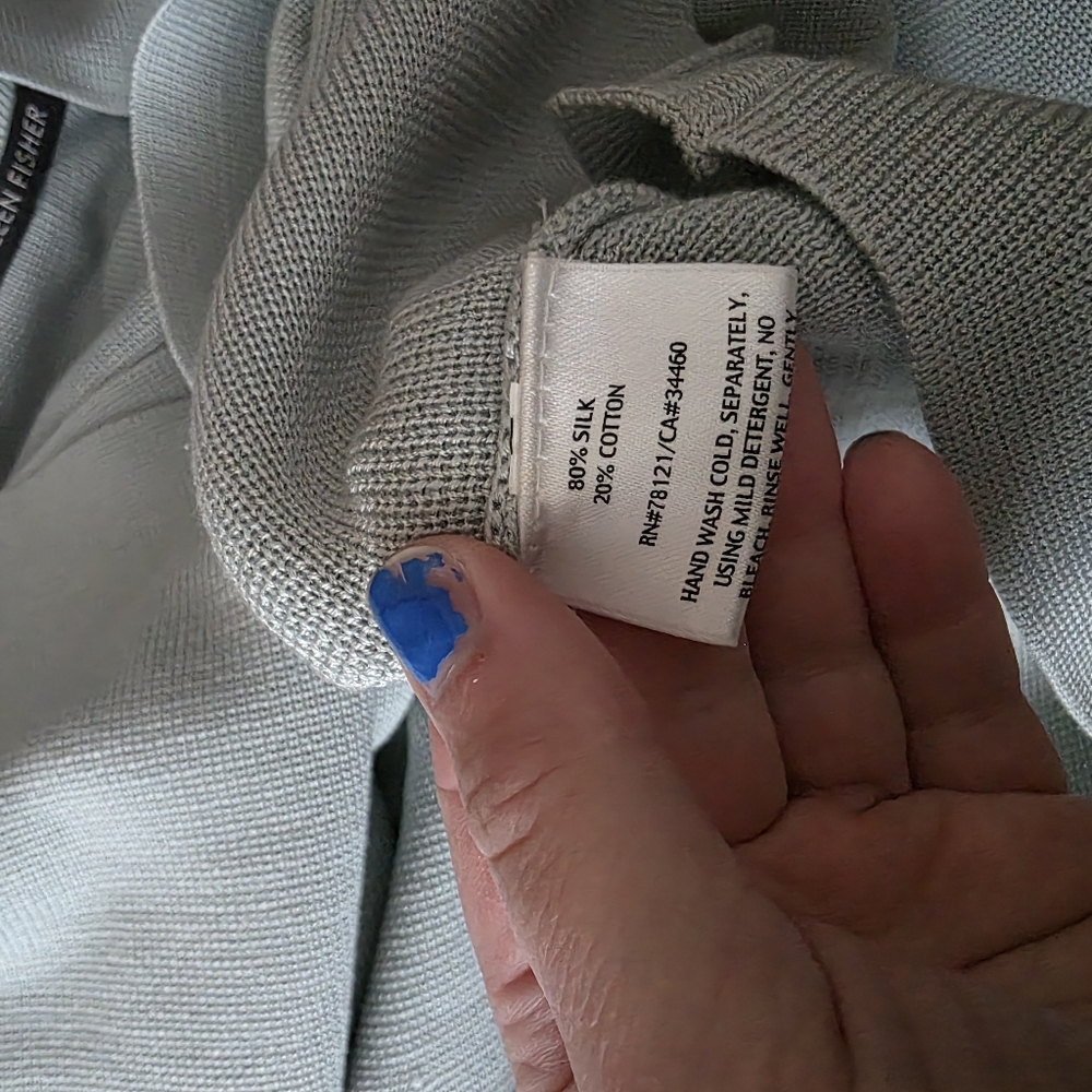 Eileen Fisher Silk Blend Cardigan Womens M Light Sea Green Preppy Coastal - Picture 9 of 12